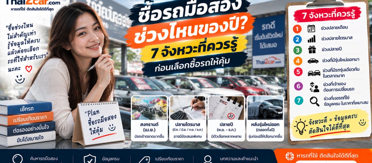 ซื้อรถมือสองช่วงไหนของปี? 7 จังหวะที่ควรรู้ก่อนเลือกซื้อรถให้คุ้ม