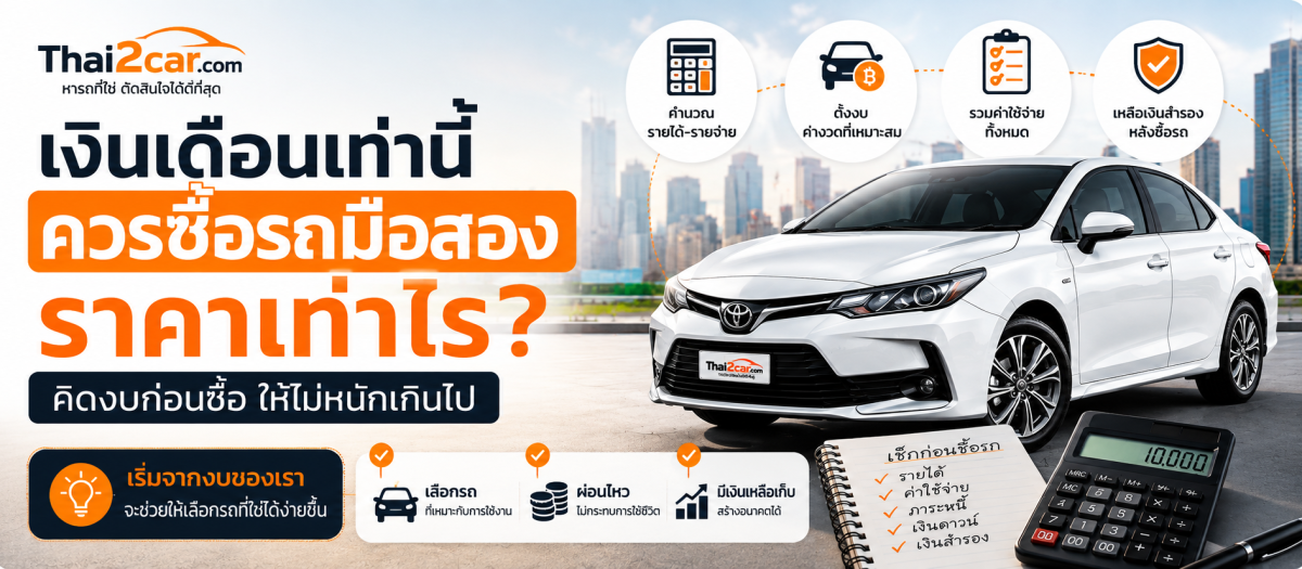 เงินเดือนเท่านี้ ควรซื้อรถมือสองราคาเท่าไร? คิดงบก่อนซื้อให้ไม่หนักเกินไป